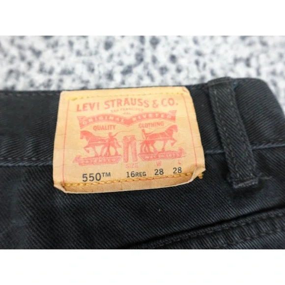 Levis 550 Relaxed Fit Tapered Leg Jeans Mens Black Denim 5-Pocket Pant 28x28 - Picture 12 of 14